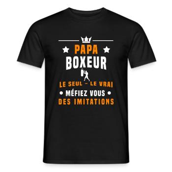 papa boxeur méfiez vous des imitations boxe - T-shirt homme - noir - Devant - AI Model Male 178 light (178cm)