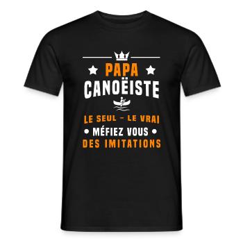 papa canoëiste méfiez vous des imitations canoë - T-shirt homme - noir - Devant - AI Model Male 178 light (178cm)