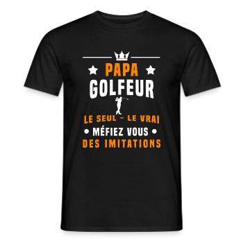 papa golfeur méfiez vous des imitations golf - T-shirt homme - noir - Devant - AI Model Male 178 light (178cm)