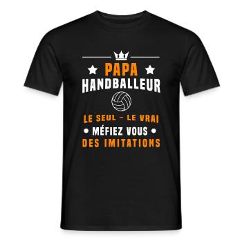 papa handballeur méfiez vous imitations handball - T-shirt homme - noir - Devant - AI Model Male 178 light (178cm)