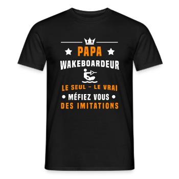 papa wakeboardeur méfiez vous imitations wakeboard - T-shirt homme - noir - Devant - AI Model Male 178 light (178cm)