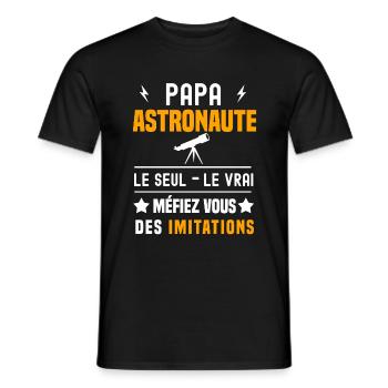 papa astronaute le seul le vrai papa astronomie - T-shirt homme - noir - Devant - AI Model Male 178 light (178cm)