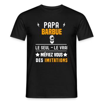 papa barbue le seul le vrai papa barbe - T-shirt homme - noir - Devant - AI Model Male 178 light (178cm)
