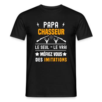 papa chasseur chevreuil le seul le vrai chasse - T-shirt homme - noir - Devant - AI Model Male 178 light (178cm)