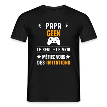 papa geek le seul le vrai papa geek - T-shirt homme - noir - Devant - AI Model Male 178 light (178cm)