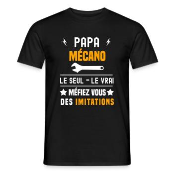 papa mécano le seul le vrai papa mécanicien - T-shirt homme - noir - Devant - AI Model Male 178 light (178cm)