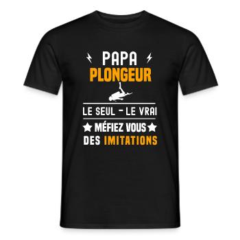 papa plongeur apnée le seul le vrai papa plongée - T-shirt homme - noir - Devant - AI Model Male 178 light (178cm)