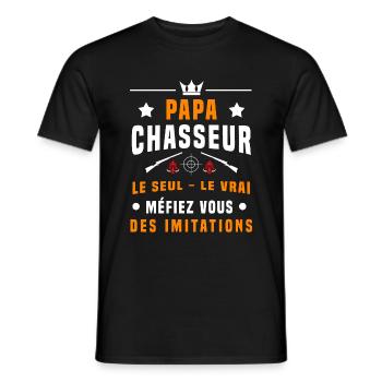 papa chasseur sanglier méfiez vous imitations - T-shirt homme - noir - Devant - AI Model Male 178 light (178cm)