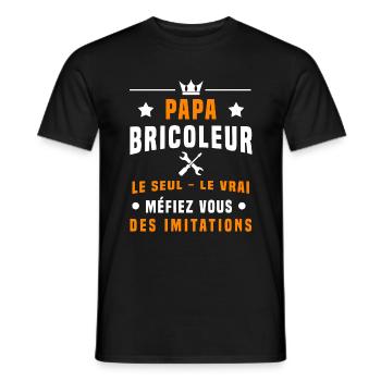 papa bricoleur méfiez vous imitations bricolage - T-shirt homme - noir - Devant - AI Model Male 178 light (178cm)