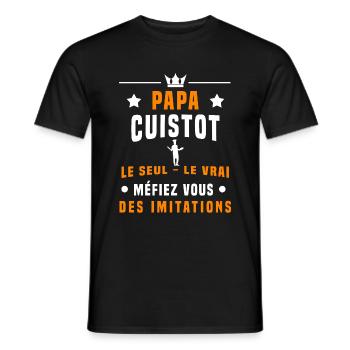 papa cuistot méfiez vous imitations cuisine - T-shirt homme - noir - Devant - AI Model Male 178 light (178cm)