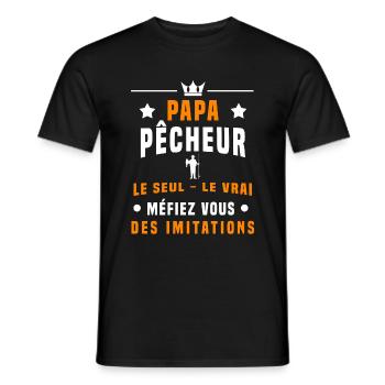 papa pêcheur pêche méfiez vous imitations pêche - T-shirt homme - noir - Devant - AI Model Male 178 light (178cm)