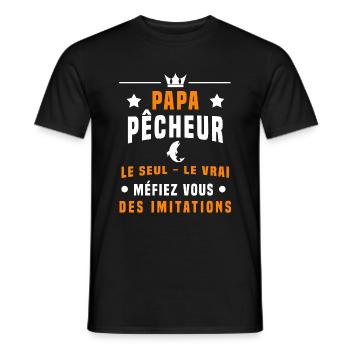 papa pêcheur méfiez vous imitations pêche - T-shirt homme - noir - Devant - AI Model Male 178 light (178cm)