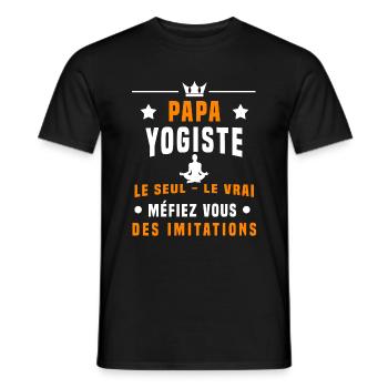 papa yogiste méfiez vous imitations yoga - T-shirt homme - noir - Devant - AI Model Male 178 light (178cm)