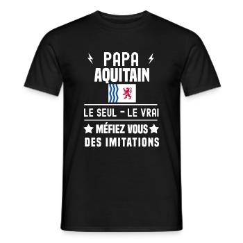 papa aquitain homme le seul le vrai aquitaine - T-shirt homme - noir - Devant - AI Model Male 178 light (178cm)