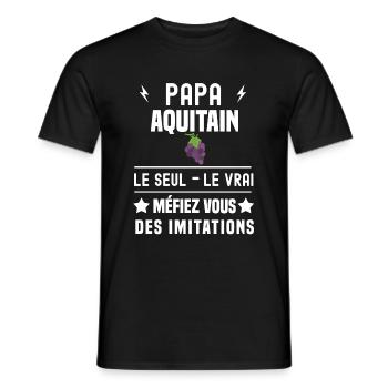 papa aquitain vigne le seul le vrai aquitaine - T-shirt homme - noir - Devant - AI Model Male 178 light (178cm)