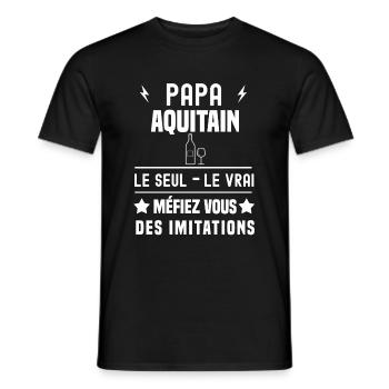 papa aquitain vin le seul le vrai aquitaine - T-shirt homme - noir - Devant - AI Model Male 178 light (178cm)