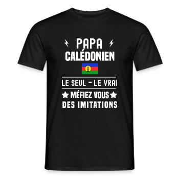 papa Calédonien drapeau le seul le vrai calédonie - T-shirt homme - noir - Devant - AI Model Male 178 light (178cm)