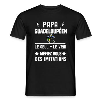 papa guadeloupéen drapeau le seul vrai guadeloupe - T-shirt homme - noir - Devant - AI Model Male 178 light (178cm)
