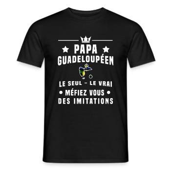 papa guadeloupéen drapeau méfiez vous imitations - T-shirt homme - noir - Devant - AI Model Male 178 light (178cm)