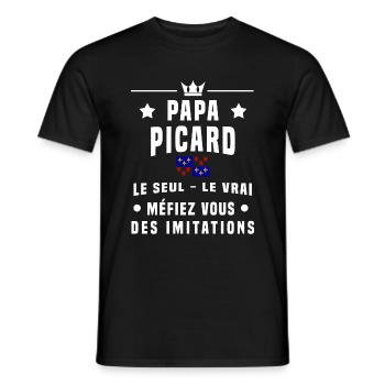 papa picard drapeau méfiez vous imitations - T-shirt homme - noir - Devant - AI Model Male 178 light (178cm)