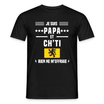 papa ch'ti drapeau rien ne m'effraie nord - T-shirt homme - noir - Devant - AI Model Male 178 light (178cm)
