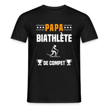 papa biathlète de compet père cadeau papa biathlon - T-shirt homme - noir - Devant - AI Model Male 178 light (178cm)