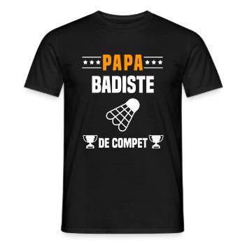 papa badiste de compet père cadeau papa badminton - T-shirt homme - noir - Devant - AI Model Male 178 light (178cm)