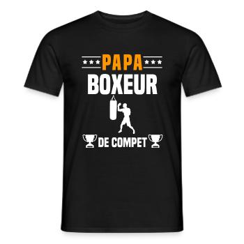 papa boxeur de compet père cadeau papa boxe - T-shirt homme - noir - Devant - AI Model Male 178 light (178cm)