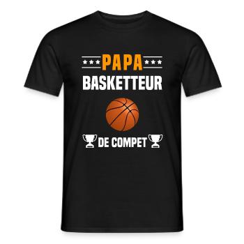 papa basketteur de compet cadeau papa basketball - T-shirt homme - noir - Devant - AI Model Male 178 light (178cm)