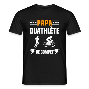 papa duathlète de compet père cadeau papa duathlon - T-shirt homme - noir - Devant - AI Model Male 178 light (178cm)