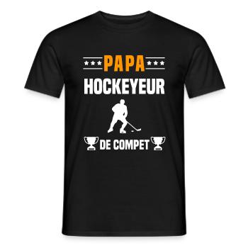 papa hockeyeur de compet père cadeau papa hockey - T-shirt homme - noir - Devant - AI Model Male 178 light (178cm)
