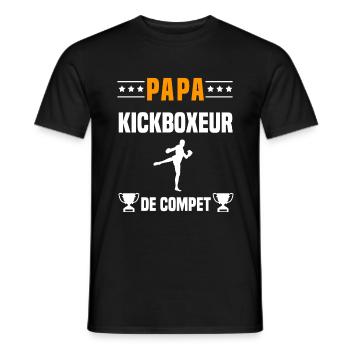 papa kickboxeur de compet cadeau papa kickboxing - T-shirt homme - noir - Devant - AI Model Male 178 light (178cm)