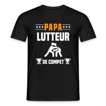 papa lutteur de compet père cadeau papa lutte - T-shirt homme - noir - Devant - AI Model Male 178 light (178cm)