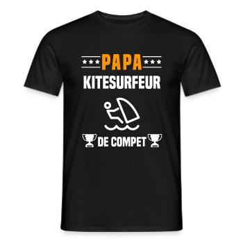 papa kitesurfeur de compet cadeau papa kitesurf - T-shirt homme - noir - Devant - AI Model Male 178 light (178cm)
