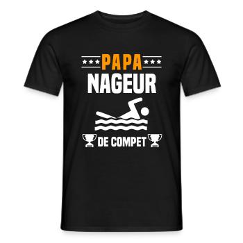 papa nageur de compet père cadeau papa natation - T-shirt homme - noir - Devant - AI Model Male 178 light (178cm)