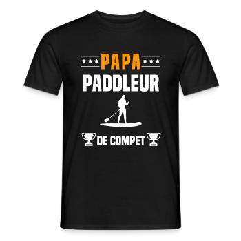papa paddleur de compet père cadeau papa paddle - T-shirt homme - noir - Devant - AI Model Male 178 light (178cm)