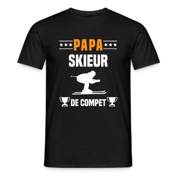 papa skieur de compet père cadeau papa ski - T-shirt homme - noir - Devant - AI Model Male 178 light (178cm)