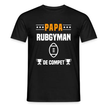 papa rubgyman de compet père cadeau papa rugby - T-shirt homme - noir - Devant - AI Model Male 178 light (178cm)
