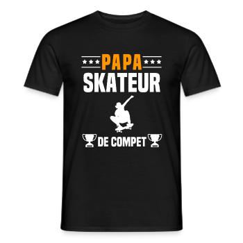 papa skateur de compet père cadeau papa skateboard - T-shirt homme - noir - Devant - AI Model Male 178 light (178cm)
