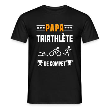 papa triathlète de compet cadeau papa triathlon - T-shirt homme - noir - Devant - AI Model Male 178 light (178cm)