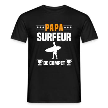 papa surfeur de compet père cadeau papa surf - T-shirt homme - noir - Devant - AI Model Male 178 light (178cm)