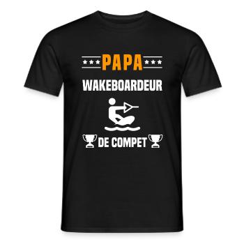 papa wakeboardeur de compet cadeau papa wakeboard - T-shirt homme - noir - Devant - AI Model Male 178 light (178cm)