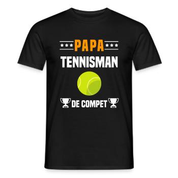papa tennisman de compet père cadeau papa tennis - T-shirt homme - noir - Devant - AI Model Male 178 light (178cm)