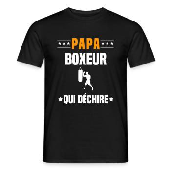 papa boxeur qui déchire papa boxe - T-shirt homme - noir - Devant - AI Model Male 178 light (178cm)