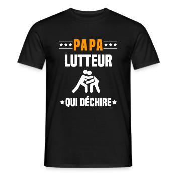 papa lutteur qui déchire papa lutte - T-shirt homme - noir - Devant - AI Model Male 178 light (178cm)