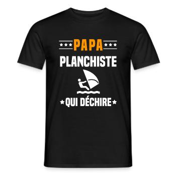 papa planchiste qui déchire papa planche à voile - T-shirt homme - noir - Devant - AI Model Male 178 light (178cm)