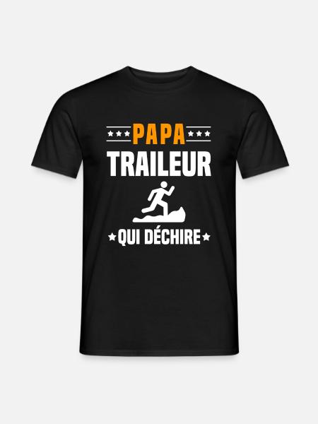 papa traileur qui déchire papa trail - T-shirt homme - noir