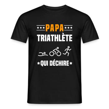 papa triathlète qui déchire papa triathlon - T-shirt homme - noir - Devant - AI Model Male 178 light (178cm)