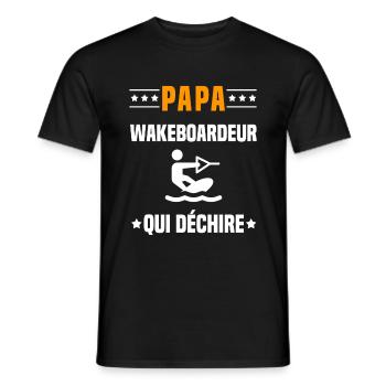 papa wakeboardeur qui déchire papa wakeboard - T-shirt homme - noir - Devant - AI Model Male 178 light (178cm)