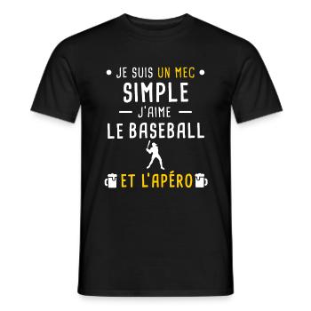 mec simple baseball baseballeur et apéro - T-shirt homme - noir - Devant - AI Model Male 178 light (178cm)